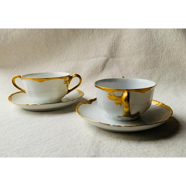 Pair of Antique Bavarian Porcelain Soup Bowls With Underliners - Baroque Gold Details, Paris Find For Sale - Image 6 of 15