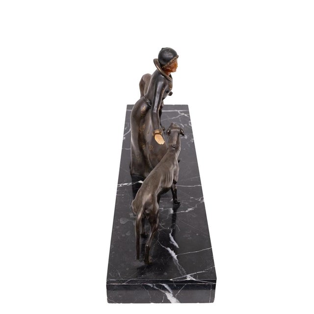 Art Deco Sculpture of Woman with Greyhounds, France, 1930s For Sale - Image 12 of 18