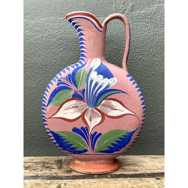 Vintage Mexican Hand Painted Pitcher For Sale - Image 4 of 12