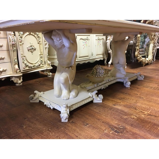 One-Of-A-Kind Magnificent Royal Italian Silik Dining Table Statues/Pedestals Cherubs Angels Italy in excellent condition...