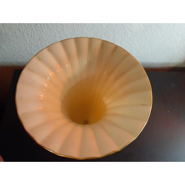 Traditional Vintage Lenox Porcelain Pink Fluted Vase on Beige Pedestal For Sale - Image 3 of 7
