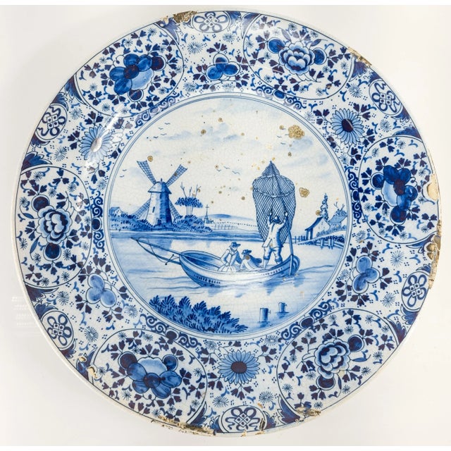 Dutch Delft Faience Blue and White Charger For Sale - Image 13 of 13