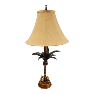 Vintage Chelsea House Palm Tree Monkey Tortoiseshell Table Lamp For Sale