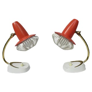 German Bedside Table Lamps, 1950s, Set of 2 For Sale