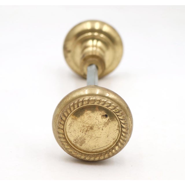 Traditional Vintage Pair of Brass Braided Passage Door Knobs For Sale - Image 3 of 4