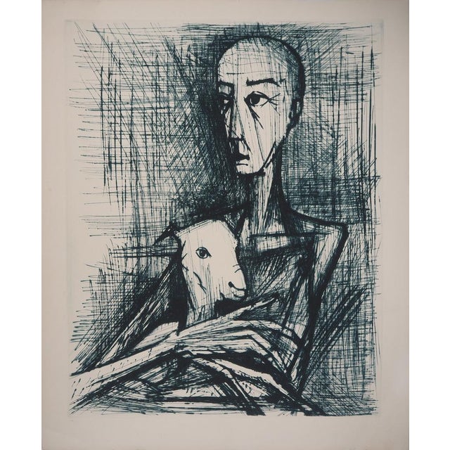 Bernard Buffet, Apocalypse, Saint Jean in Lamb, 1961, Original Engraving For Sale - Image 7 of 7