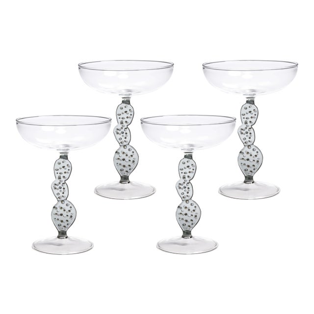 Climbing Cacti Cactus Tequila Cocktail Glasses, Set of 4- Smoke Grey For Sale