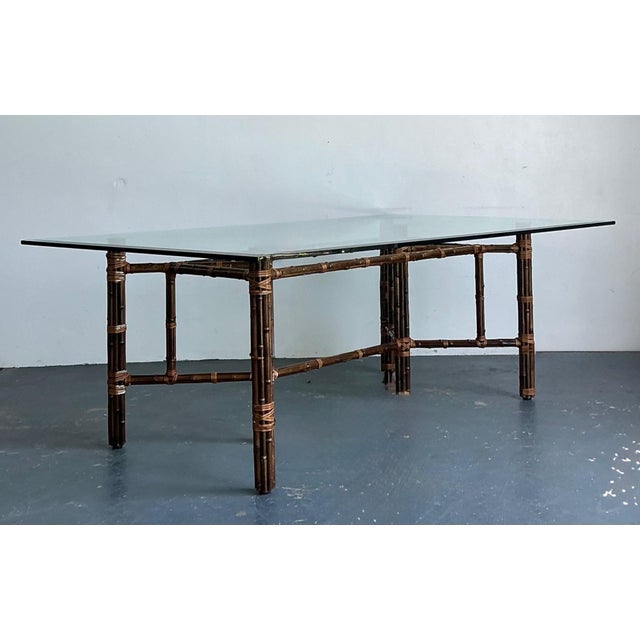 Vintage McGuire Rattan and Glass Dining Table For Sale In West Palm - Image 6 of 18