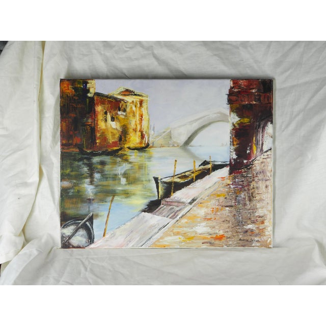 Vintage French Venezia Impressionist Painting For Sale - Image 9 of 11