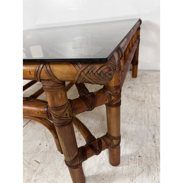 Late 20th Century Vintage Rattan Chinese Chippendale Coffee Table For Sale - Image 5 of 8