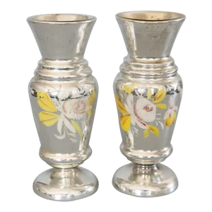Large 19th Century English Silvered Mercury Glass Vases - a Pair