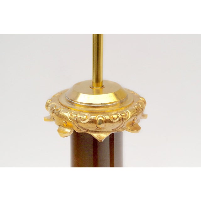 Antique Japanese Style Brown & Blue Porcelain Lamps, Set of 2 For Sale - Image 4 of 7