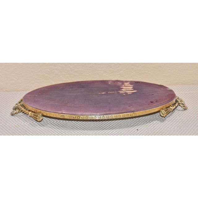 Gold Italian Art Deco Vanity Mirror Tray Rope Handles Gold Hollywood Regency 20"x13" For Sale - Image 8 of 8