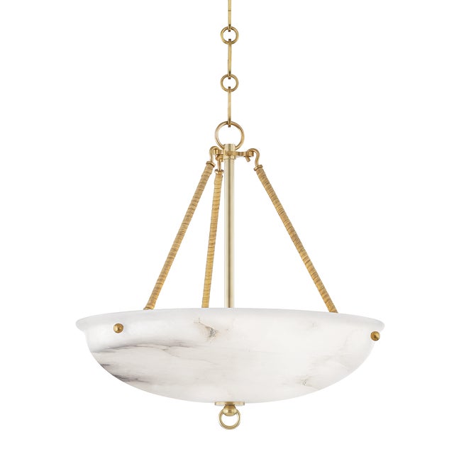 Hudson Valley Lighting Mark D. Sikes Somerset 3-Light Pendant with Rattan Accent, Brass For Sale In New York - Image 6 of 6