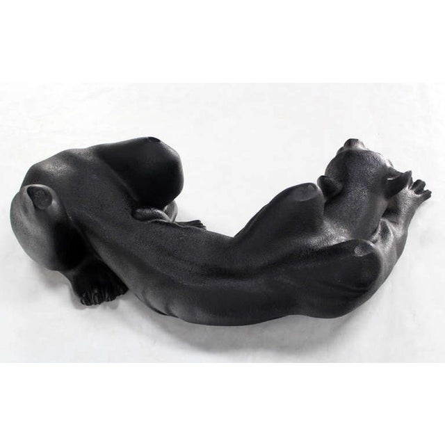 Mid 20th Century Large Coffee Table Sculptural Base of a Panther Large Black Cat Mid Century For Sale - Image 5 of 9