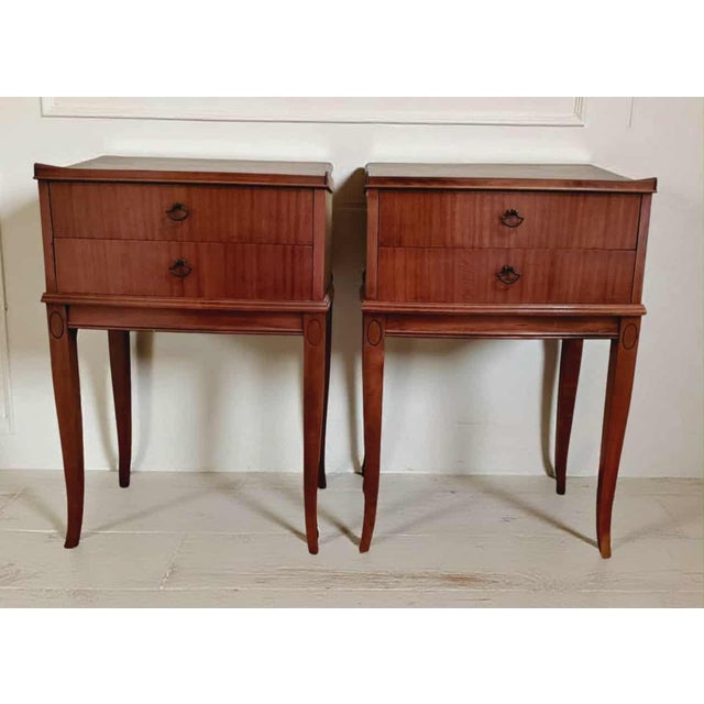 Wood Early 20th Century Louis XVI Style Nightstands/Pair of Vintage Louis Style Side Tables For Sale - Image 7 of 8