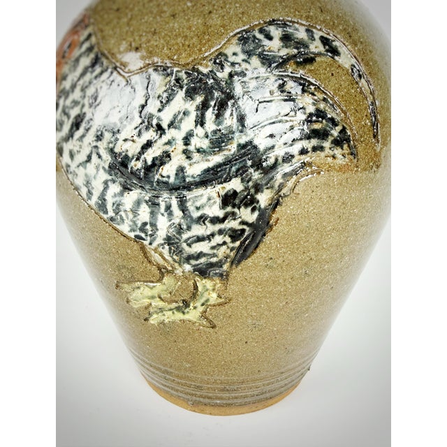 Farmhouse Signed Lisk Studio Pottery Rooster Jug | Southern Folk Art Stoneware For Sale - Image 3 of 10