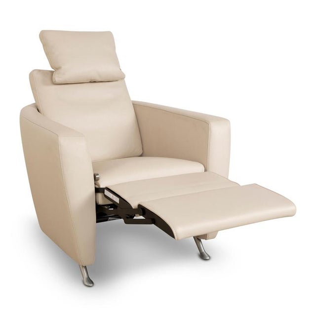 Modern FSM Sesame Leather Armchair For Sale - Image 3 of 11