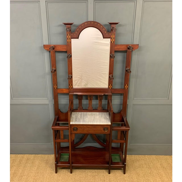 Arts and Crafts Inlaid Mahogany Hall Stand, 1900 For Sale - Image 18 of 18