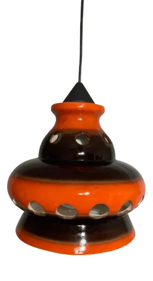 Vintage Space Age Pendant Lamp in Glazed Ceramic, 1970s
