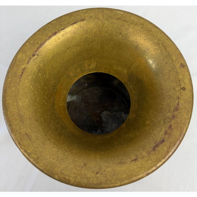 1930s Vintage Early American Brass Cachepot / Planter Vessel – Engraved 1939 For Sale - Image 5 of 10