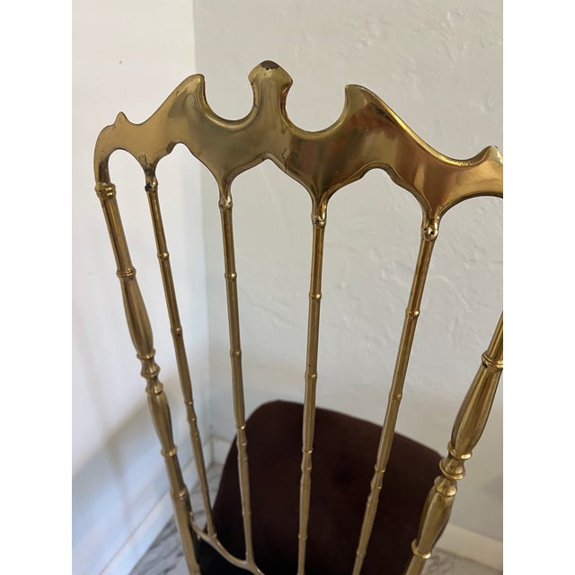 Metal Pair of Vintage Italian Brass Chiavari High-Back Opera Chairs, 1960s — Palm Beach Estate For Sale - Image 7 of 12