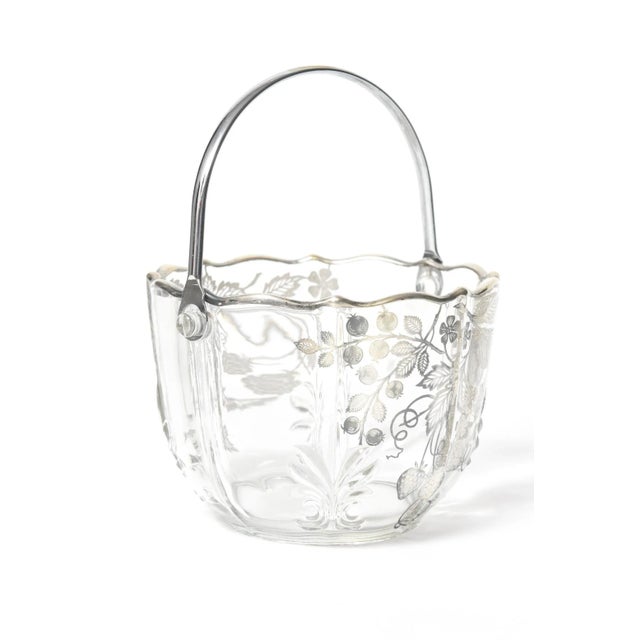 Metal Vintage Sterling Silver Overlay Glass Fruit & Flower Basket Bowl Ice Bucket For Sale - Image 7 of 10