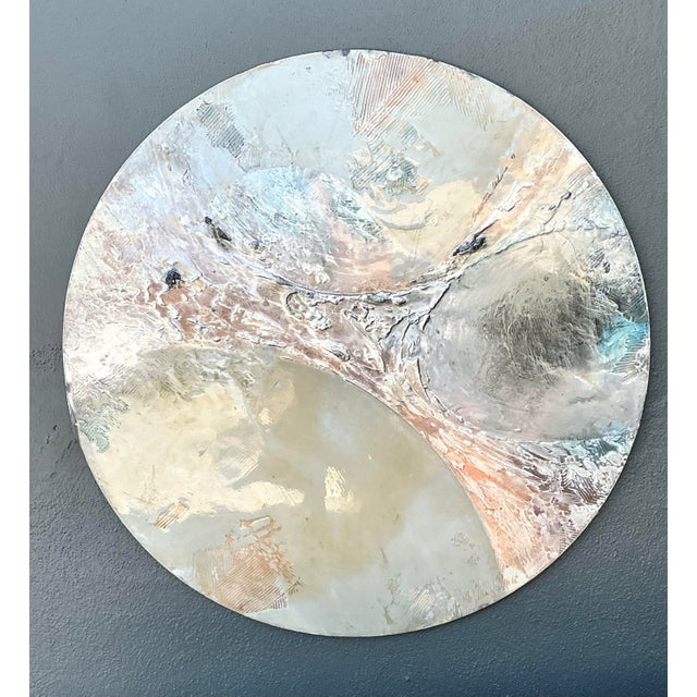 Beige Vintage Monumental Mixed Media Disc Wall Sculpture For Sale - Image 8 of 11