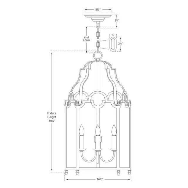 Transitional Chapman & Myers for Visual Comfort Signature French Market Medium Lantern in Black Rust For Sale - Image 3 of 3