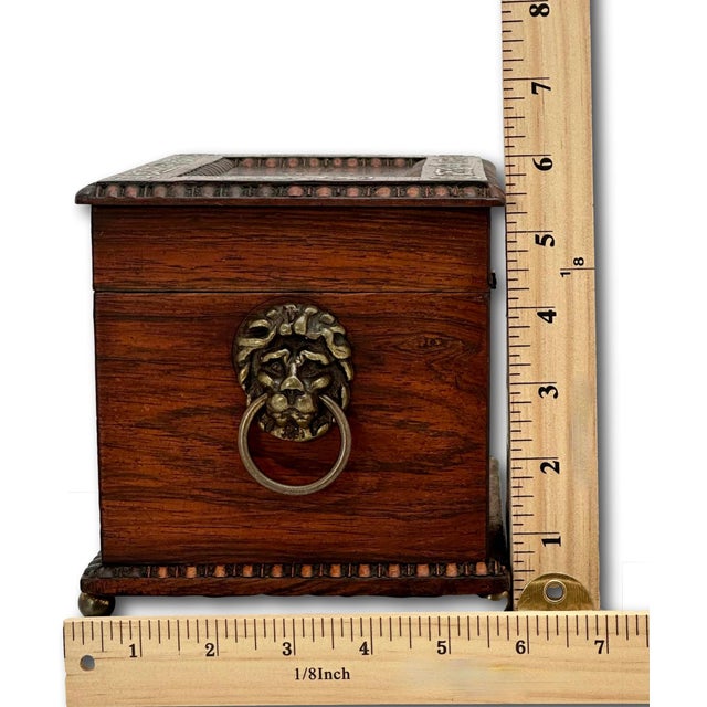 Outstanding Antique Victorian Rosewood Veneer Tea Caddy Box With Fancy Abalone Inlay Features - Circa 1870s For Sale - Image 15 of 18