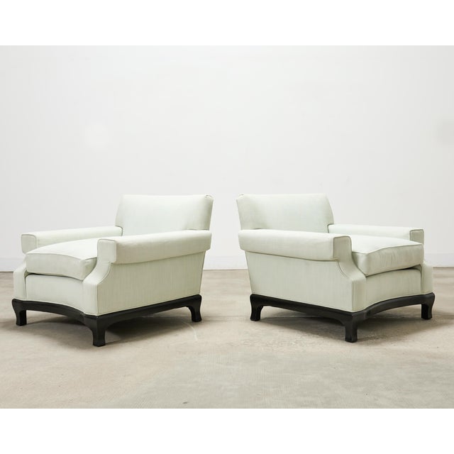 A. Rudin Pair of A. Rudin 619 Modern Ebonized Ming Style Lounge Chairs For Sale - Image 4 of 18
