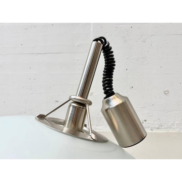 Silver Vintage Pendant Lamp with Opal Glass Shade, 1970s For Sale - Image 8 of 11