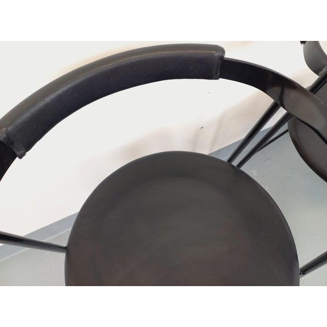 Vintage Italian Armchairs in Black Metal and Black Imitation Leather, 1980s, Set of 4 For Sale - Image 17 of 18