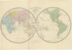 Antique Map of the World attributed to A. Vuillemin, 1854