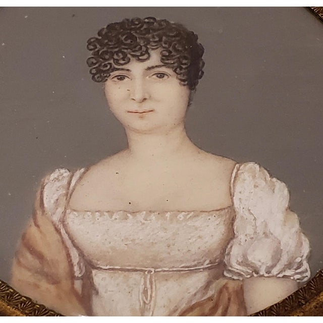 19th Century Portrait Miniature Of A Young Woman With Short Curly