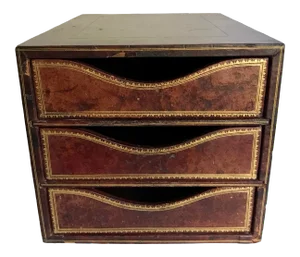 Antique c.p. Leathercraft 3 Drawer File Organizer
