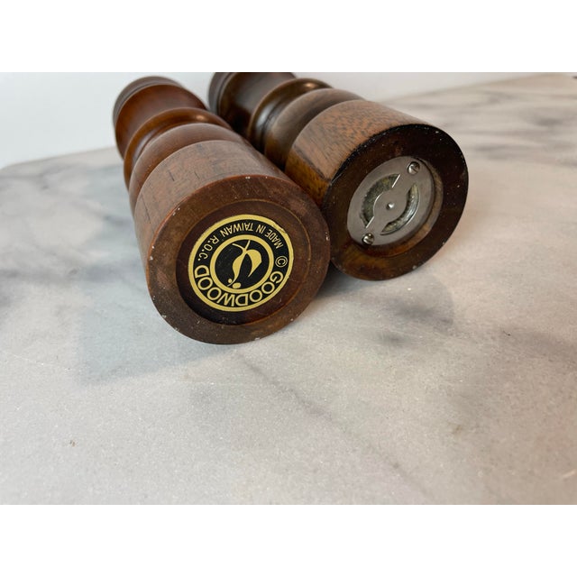 Wood Mid 20th Century Goodwood Hardwood Salt & Pepper Shakers — Handcrafted Wood Tableware Set For Sale - Image 7 of 8