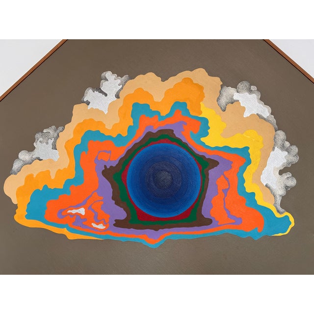 Abstract Vintage Original Framed Abstract Psychedelic Pop Art Acrylic Painting For Sale - Image 3 of 9
