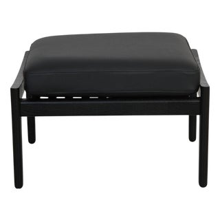 Black GE-290 Ottoman in Black Leather by Hans J. Wegner, 1980s For Sale