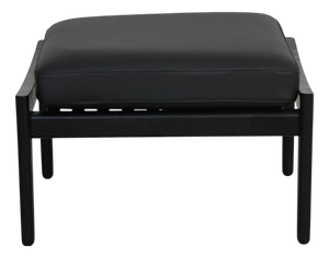 Black GE-290 Ottoman in Black Leather by Hans J. Wegner, 1980s