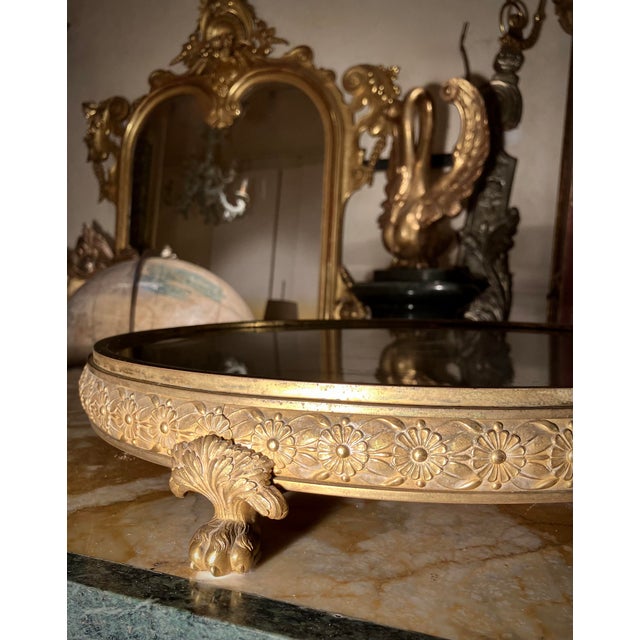19th Century Italian Empire Mercury-Gilded Bronze Mirrored Plateau Centerpiece For Sale - Image 12 of 14
