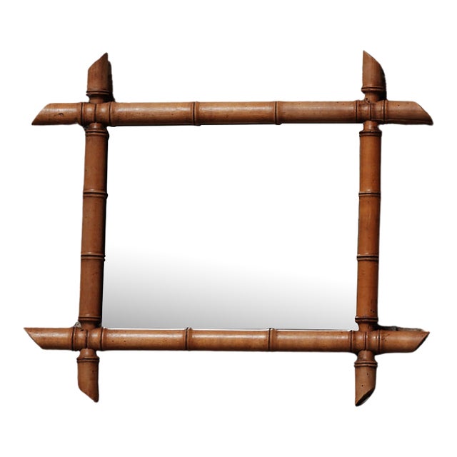 1920s Large Faux Bamboo Mirror (B) For Sale