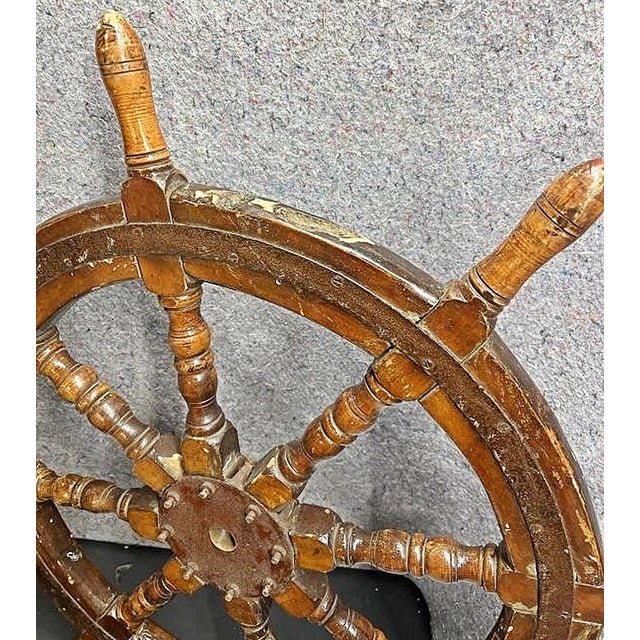 Brown Vintage Ship's Wheel For Sale - Image 8 of 10