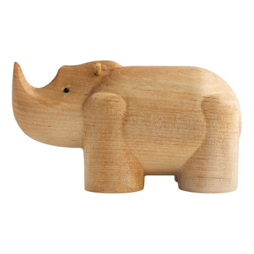 Rhinoceros I Piccolini Wooden Animal Figure by Viviana Degrandi for Emko For Sale