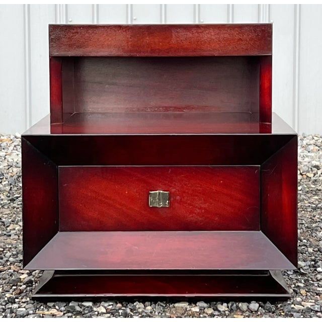 1950s Mid Century Mahogany Hollywood Regency Style Nightstands - a Pair For Sale - Image 5 of 11