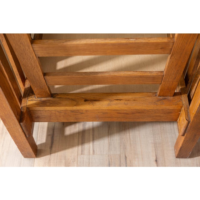 Antique Arts & Crafts Mission Quarter-Sawn Oak High-Back Lounge Chair For Sale - Image 13 of 16
