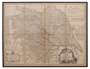 18th Century Map of the County of York by Emanuel Bowen, 1740s