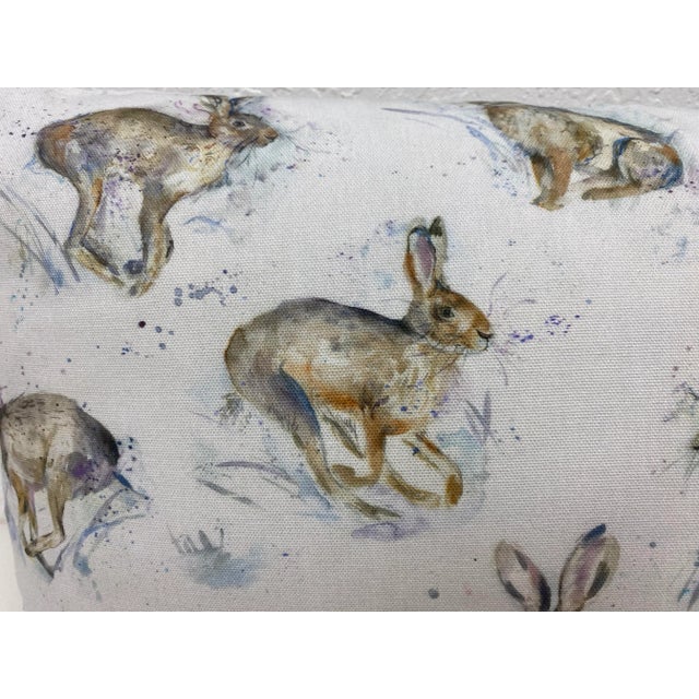 Large Bolster Pillow Adorned With a Fluffle of Rabbits- Made in Uk. For Sale In Dallas - Image 6 of 13