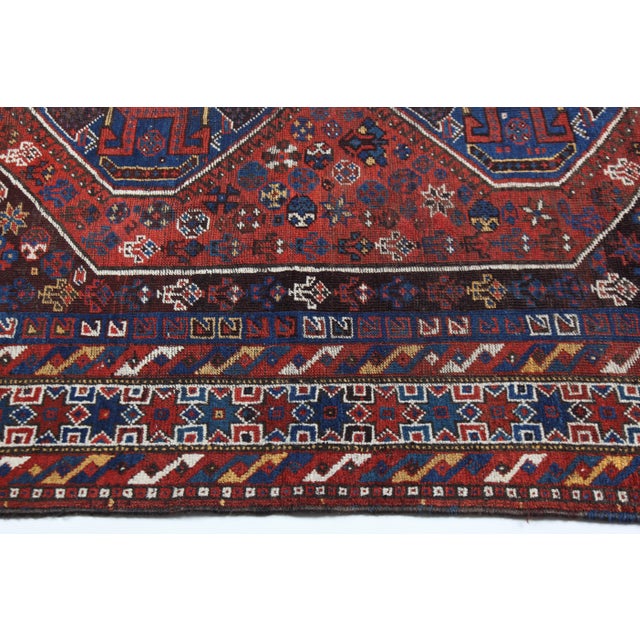 Early 20th Century Antique Tribal Persian Rug With Geometric Medallions – Early 20th Century -5' 7'' X 6' 7'' For Sale - Image 5 of 15