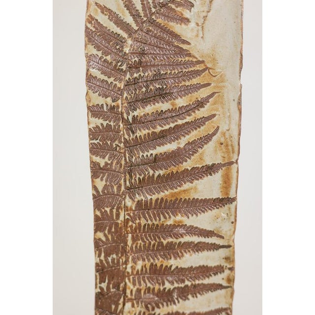 Ceramic Brutalist-Style Stoneware Vase with Plant Decoration, 1970s For Sale - Image 7 of 9